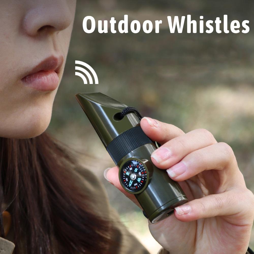 Аварийный свисток для выживания, светодиодный светильник, компас, термометр, портативный, легкий, многофункциональный