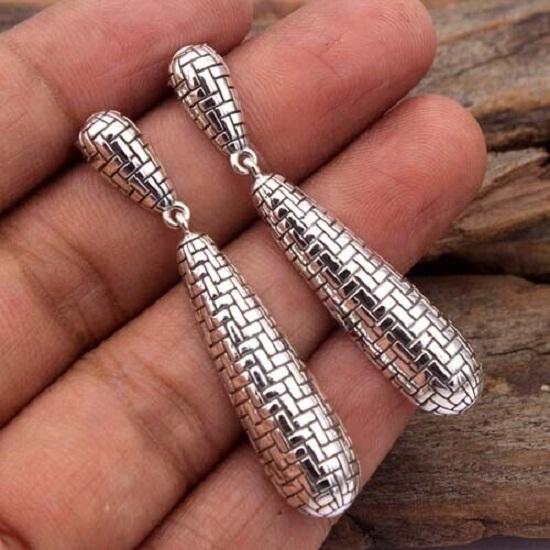 Solid 925 Sterling Silver Women Earring Handmade Jewelry