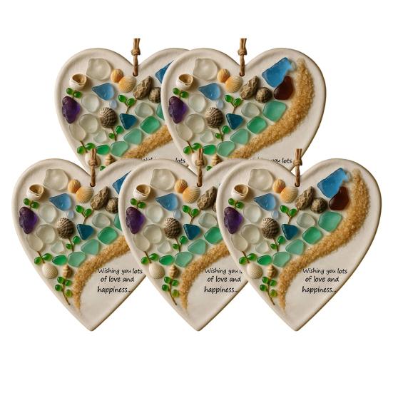 Желаю Вам много любви и счастья. Украшение из морского стекла. Ручная работа. Круглой/в форме сердца.