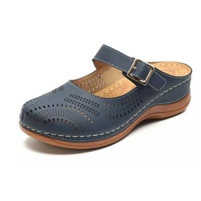 Большой размер крутые тапочки женские летние повседневные новые ретро полые тапочки с пряжкой на ремне танкетка сумка голова женские сандалии