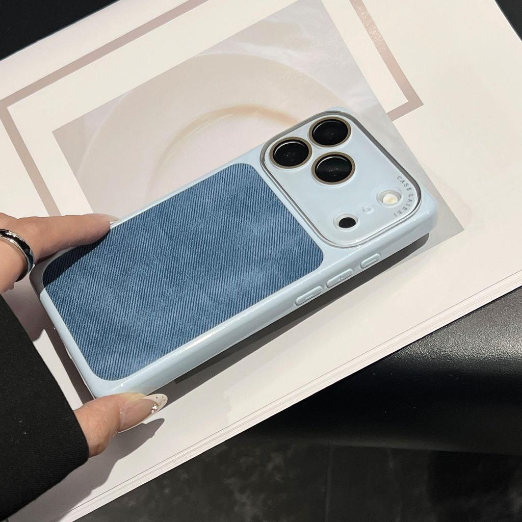 Квадратная хрустальная линза Джинсовый чехол для iPhone 17 Pro Max/16 Pro Полное покрытие 14/15