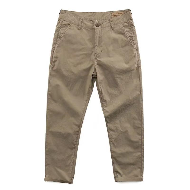 Versatile Solid Color Workwear Casual Pants Summer Loose Straight Leg Cropped Pants Men's Pants