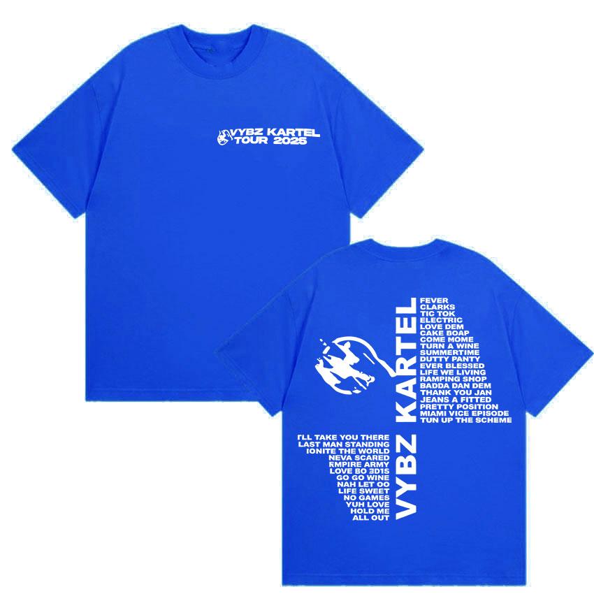 Тур рэпера Vybz Kartel 2025 Футболки с новым альбомом Мужская женская мода Футболка Харадзюку Повседневные футболки с коротким рукавом Хит продаж Уличная одежда