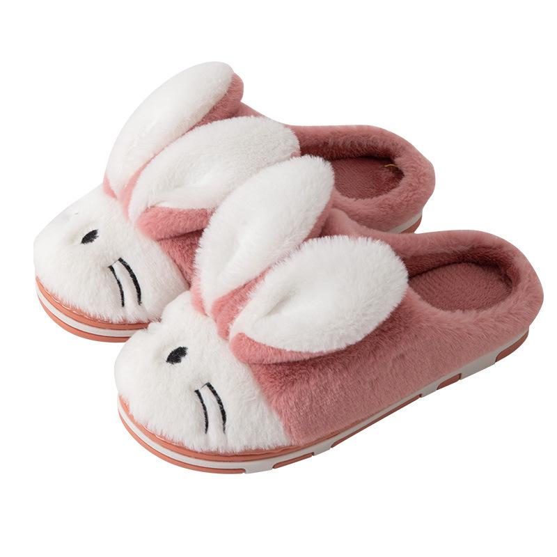 Kids' Cartoon Rabbit Slippers: Cozy Indoor Family Footwear for Autumn & Winter