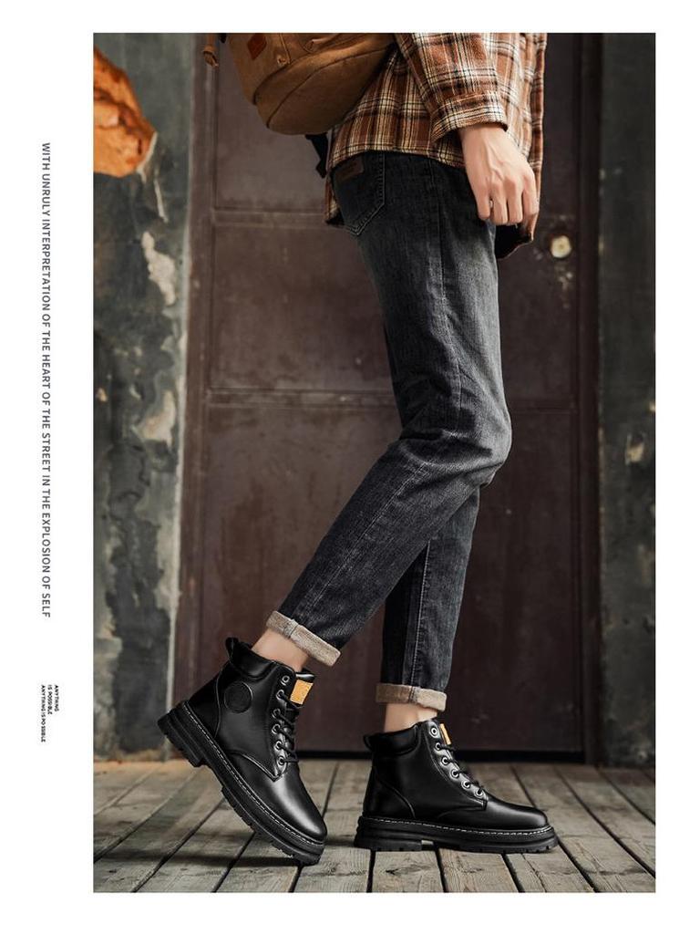 Большие желтые мужские водонепроницаемые ботинки Мартина большого размера - Осенне-зимние нескользящие защитные рабочие и походные ботинки