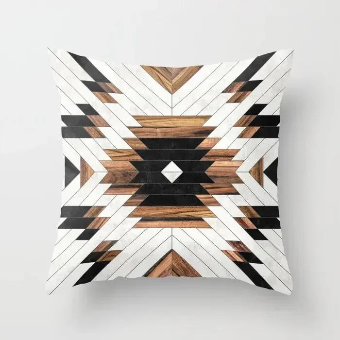 45x45cm Creative Wood Texture Marble Pillowcases Fashion Geometric Cushions Case Farmhouse Home Decor Sofa Couch Throw Pillows