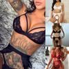 3Pcs/Set Underwear Close-fitting Visual Experience Spandex See-through Bra Three-piece Suit