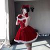 Женское красное рождественское платье принцессы Ze You - Приталенное осенне-зимнее платье с пышной юбкой