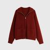 2025 Autumn Women Sweater Zipper Knitting Basic Fashion Tops Tees Cardigan Long Sleeve Korea Shirt Loose Red Coat
