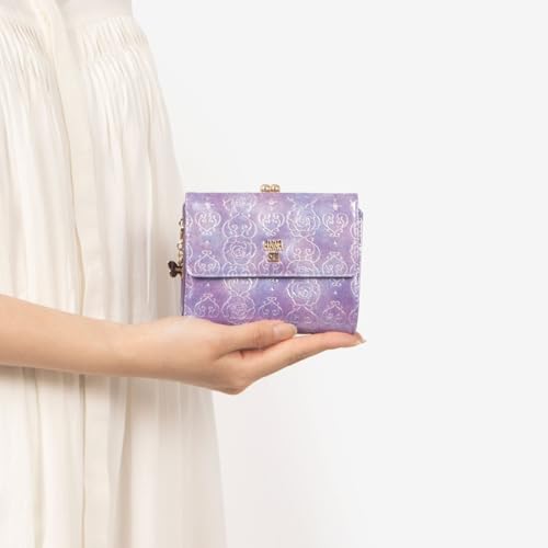 ANNA SUI Кошелек-раскладушка с застежкой-сердечком и розой [Новый цвет] Женский кошелек с отделением для купюр и слотами для карт, Большая вместимость, Застежка-клапан, 317985, Фиолетовый
