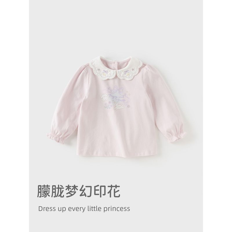 David Bella Children's Long-Sleeve T-Shirt 2026 New Girls' Pure Cotton Top Stylish Spring Base Shirt for Baby Girls