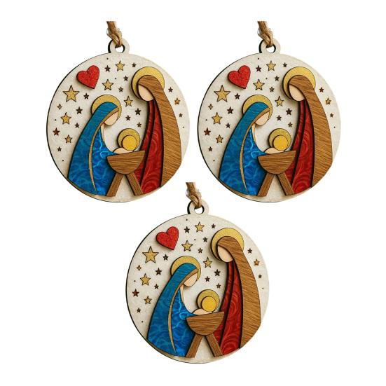 Деревянное украшение «Сцена Рождества» ручной работы, сцена рождения Иисуса для украшения рождественской елки, 3,25 дюйма