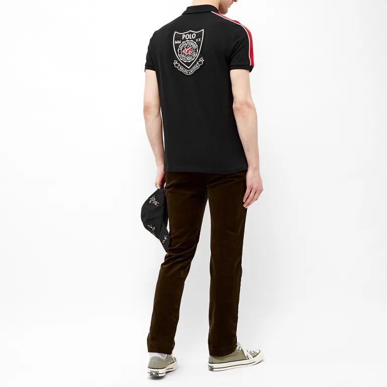 Polo Ralph Lauren Мужская рубашка-поло с коротким рукавом и вышивкой логотипа маленькой пони Черный 710787745-001