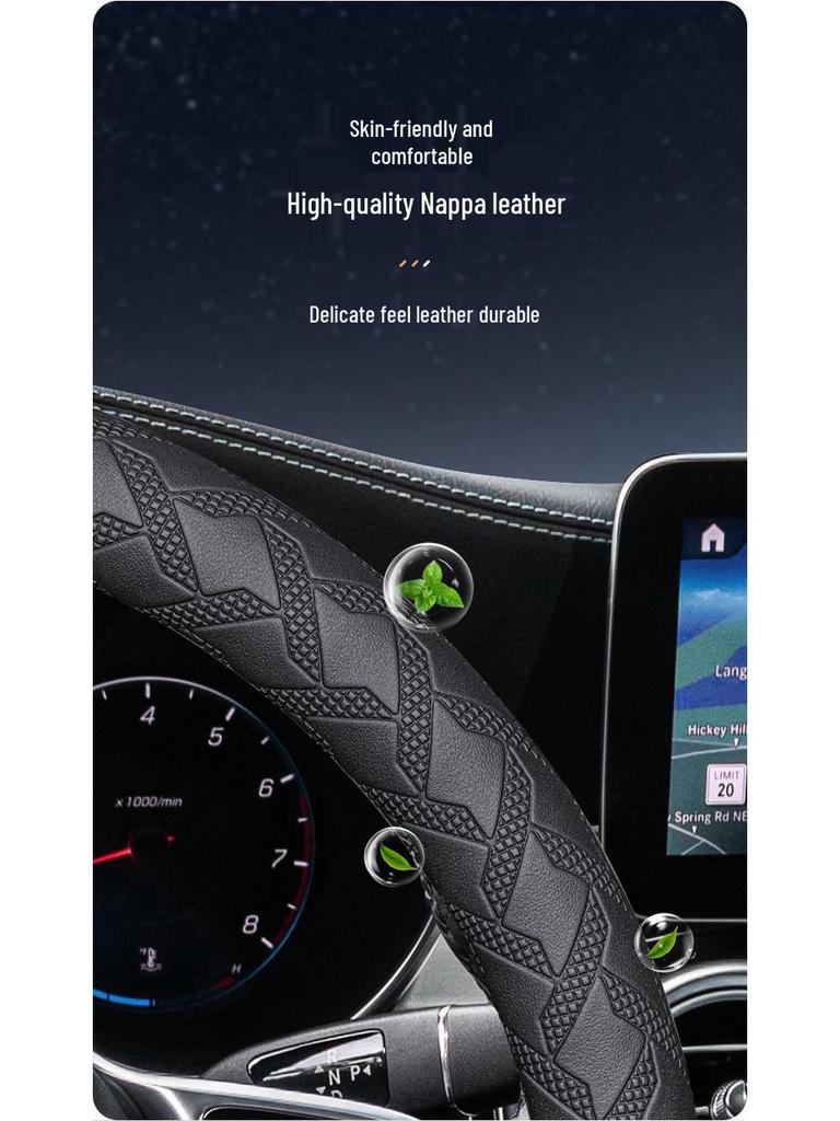 Napa Leather 3D Textured Non-Slip Steering Wheel Cover for Nissan Models
