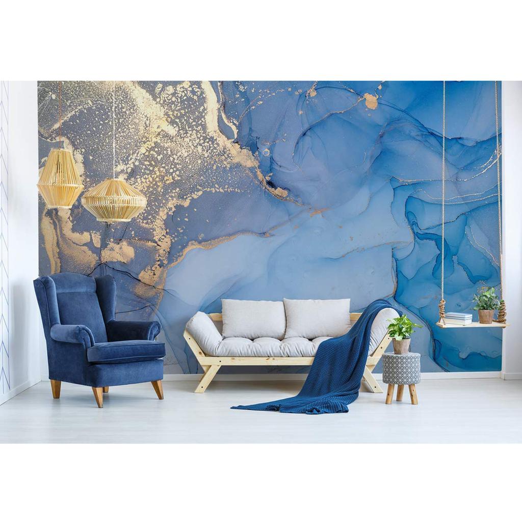 Мраморная настенная роспись Абстрактные обои Синяя мраморная роспись Гостиная Детская комната Офисный фон Мраморная настенная бумага