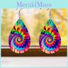 Pattern Fashion Colored Water Droplet Shaped Women Acrylic Earrings For Daily