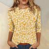 Women's Fashion Casual Seven-Point Sleeve Print Round Neck Top