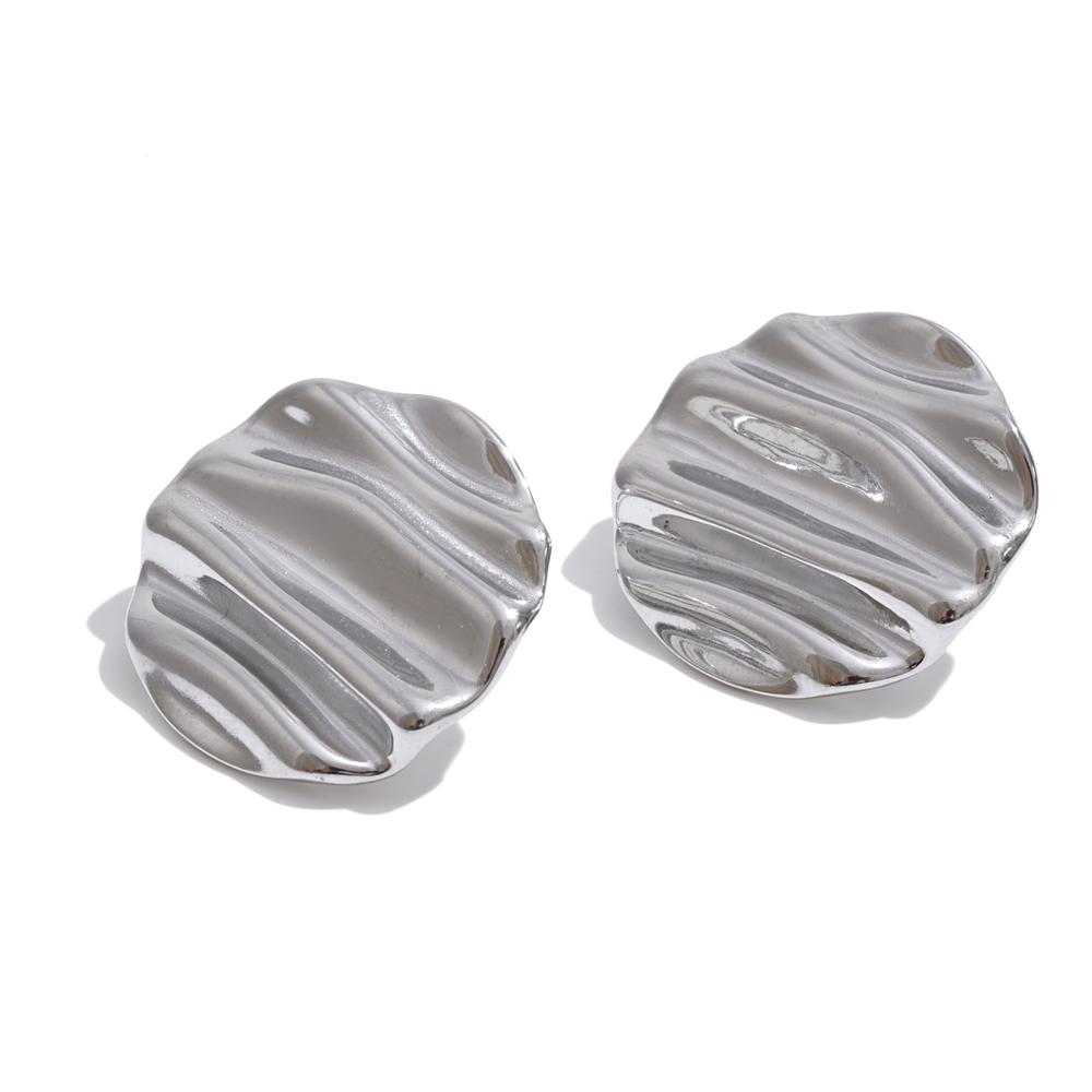 Yhpup 23*23mm Stainless Steel Round Daily Stud Earrings Gold Color PVD Plated Wholesale Versatile Lightweight Jewelry Waterproof