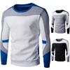 Men's Casual Patchwork Pullover Fashionable Round Neck Thick Long Sleeved Pullover