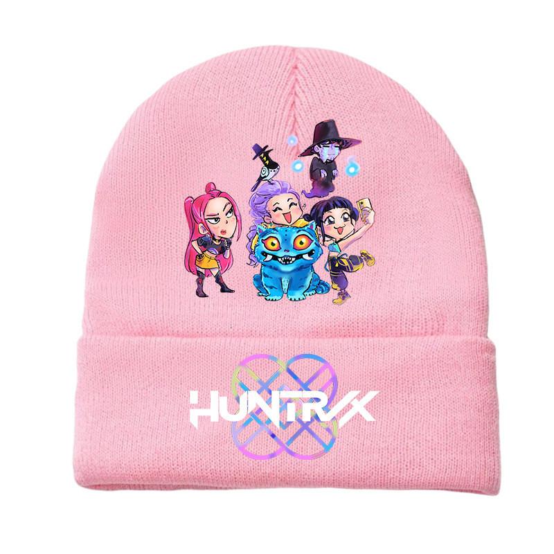 Kids Boys Girls Demon Hunters Derpy Rumi Zoey Mira Printed Knitted Hat Thread Velvet Cap Autumn Winter Warm Knitted Hat