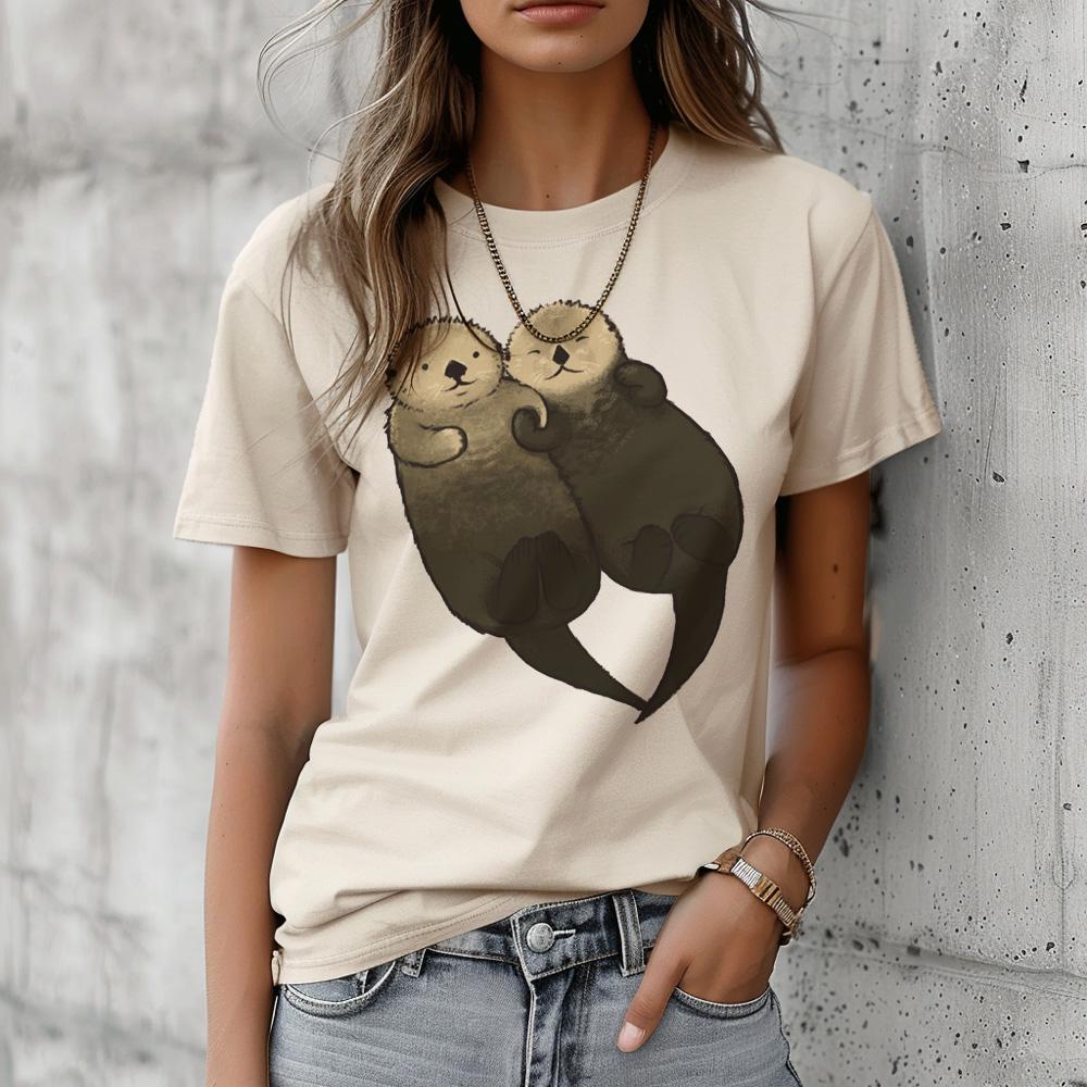 Otters Tee Women Funny Manga Tshirt Girl Graphic Harajuku Funny Clothing