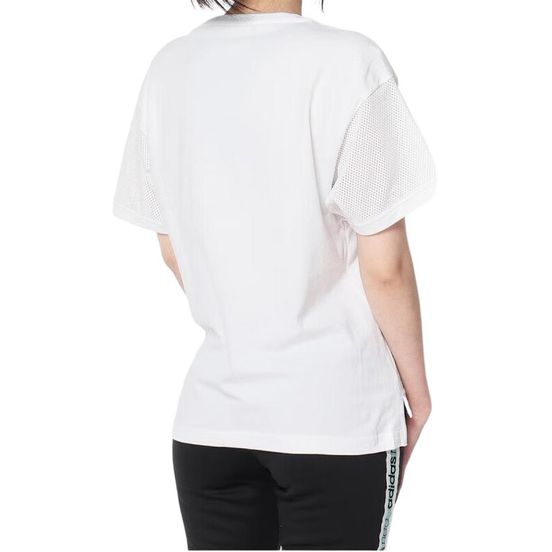 adidas Футболка Neo Casual Sports с круглым вырезом и коротким рукавом, с заниженной линией плеч, женская, белая DU2373