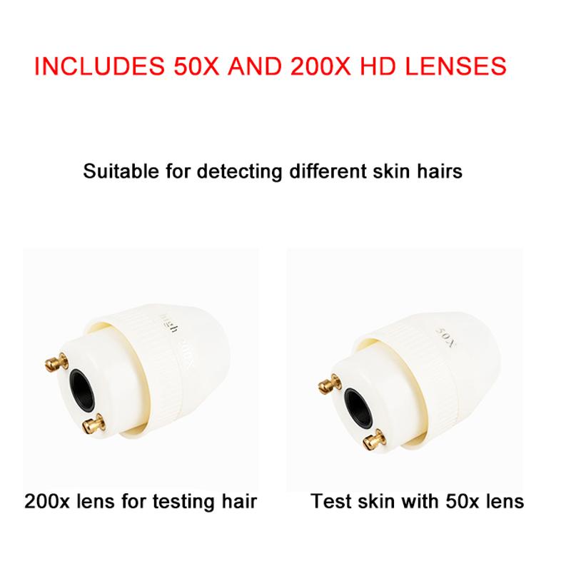 Новый портативный анализатор кожи 50X/200X, 7-дюймовый детектор кожи головы, фолликулов волос, масляности, влажности, многофункциональный тестер, монитор для ухода за кожей, зарядка от сети