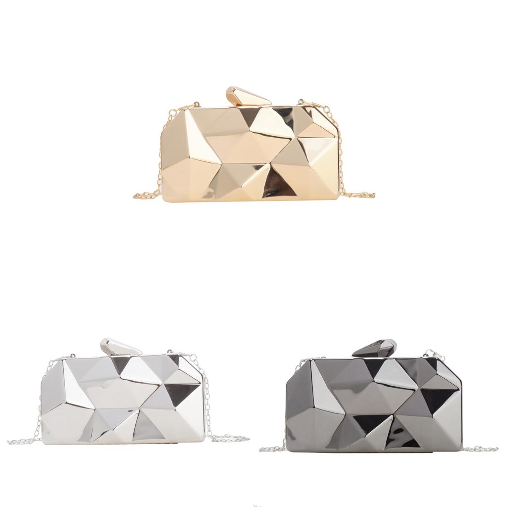 Acrylic Mini Box Clutch With Chain Silver Elegant Evening Bag For Daily Use