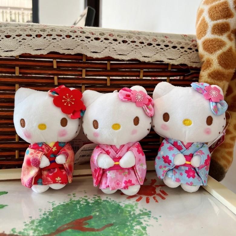 Плюшевая игрушка Sanrio Hello Kitty в кимоно, с подставкой, для детей и коллекционеров