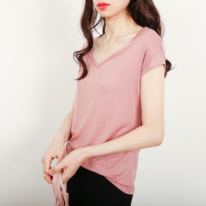 Sleeveless V-Neck Slim-Fit Modal T-Shirt for Women - Summer 2024 Korean Style