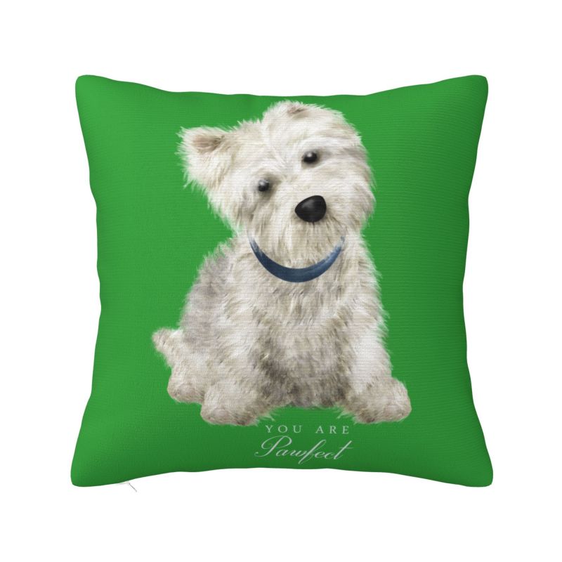 Luxury Sweet West Highland White Terrier Dog Cushion Cover for Sofa Polyester Westie Puppy Pillow Case for Living Room