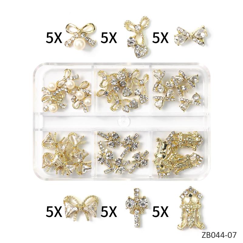 1 коробка, смешанные стили, 3D роскошные ювелирные изделия для дизайна ногтей, стразы, драгоценные камни, золотой металлический сплав, подвески для ногтей в форме бабочки, сделай сам, блестящие украшения с бриллиантами