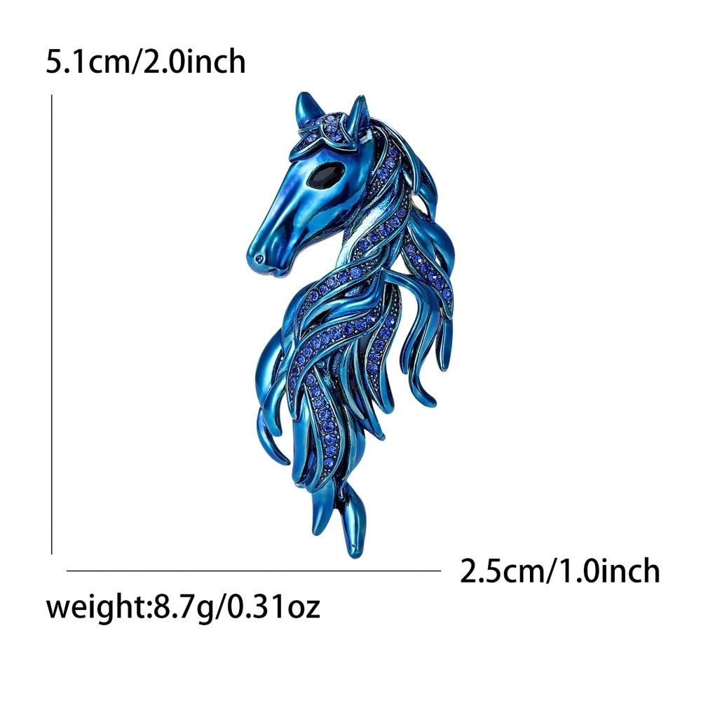Luxury Horse Head Brooch Rhinestone Dripping Oil Enamel Jewelry Accessories Party
