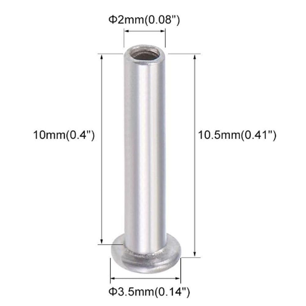 100 шт. M2 M2.5 M3 Полутрубчатые заклепки Серебристый тон Цилиндрический стержень Алюминий Плоская полукруглая головка