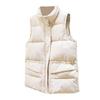 Winter Women Vest Coat Thickened Padded Zipper Closure Stand Collar Neck Protection Sleeveless Solid Color Windproof Heat Retention Outdoor Down Coat