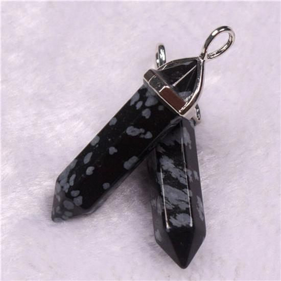 Hexagonal Agate Bullet Quartz Crystal Pendant Necklace