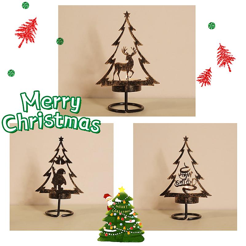 1Pcs Candle Holder Christmas Candlestick Merry Christmas Decor Happy New Year