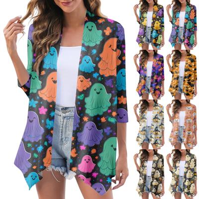 Женский модный повседневный уютный кардиган-жакет на Хэллоуин