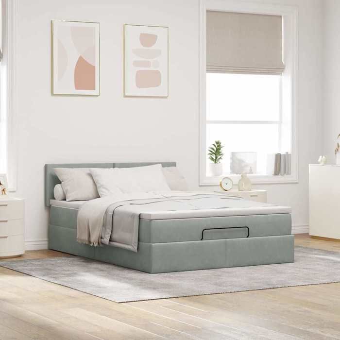 Maison Exclusive - Cadre de lit ottoman avec matelas gris clair 140x200 cm velours