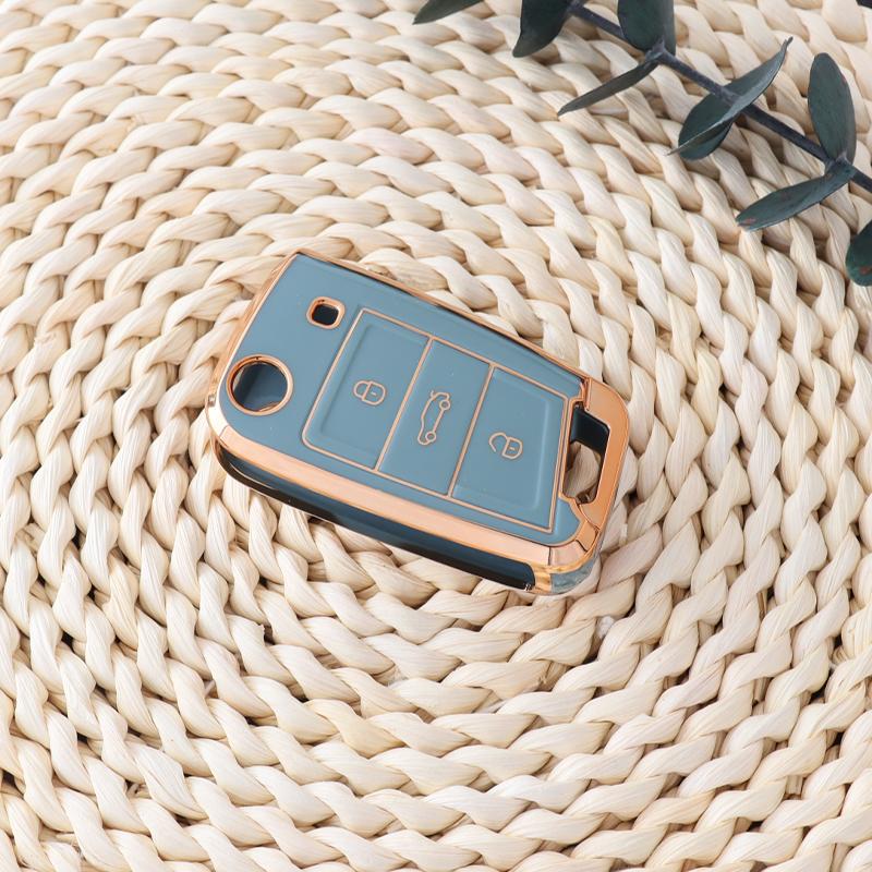 Car TPU Key Case Cover For VW Volkswagen Golf 7 MK7 Tiguan MK2 T-roc T-cross Skoda Octavia Kodiaq Karoq Seat Ateca Leon Fob