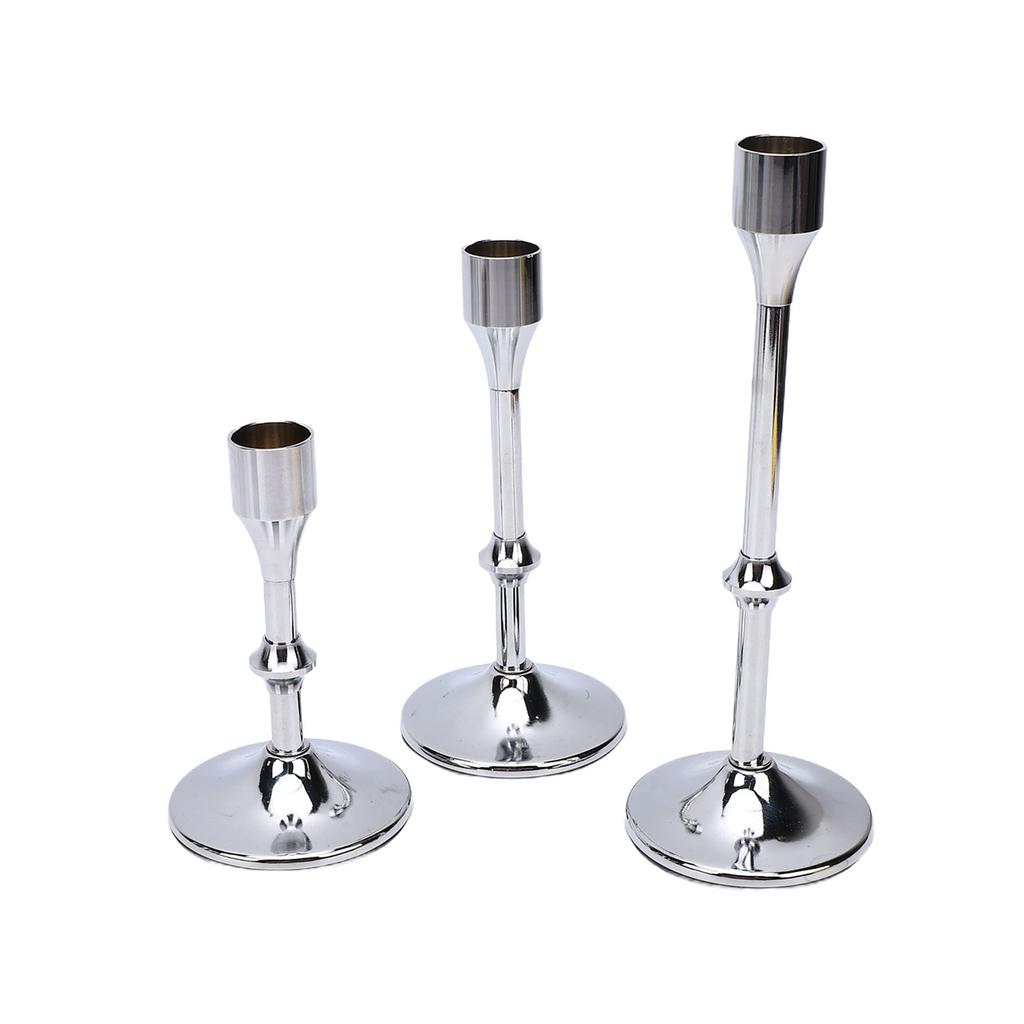 3 Pcs Candlestick Holder Steel Vintage Tall Metal Taper Candle Holders with Round Base for Table Wedding Housewarming