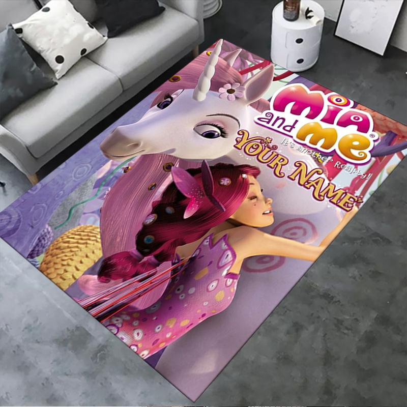Custom Name Mia and Me Carpet Rug for Living Room Bedroom Home Sofa Decoration,Kids play Non-slip Floor Mat