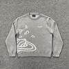Unisex Oversized Crewneck Knit Sweater With Jacquard Streetwear Casual Cotton Pullover