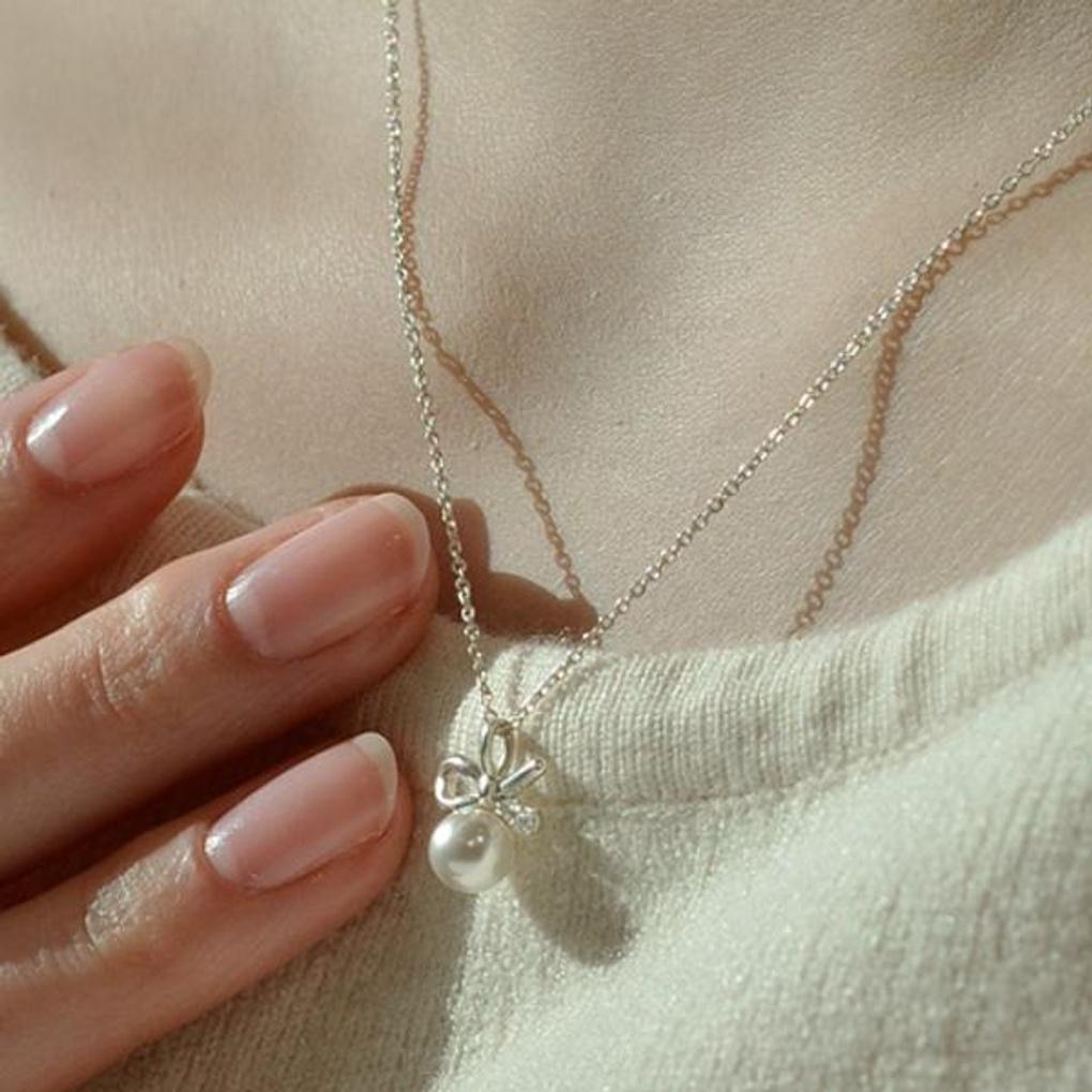 Women's Daily Accessory Ribbon Swallow Pearl Necklace