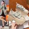 Мода 2024 года, новинка для женщин, осень, высококачественная вулканизированная обувь, уличные женские кроссовки со стразами, дизайнерские туфли на толстой платформе и танкетке