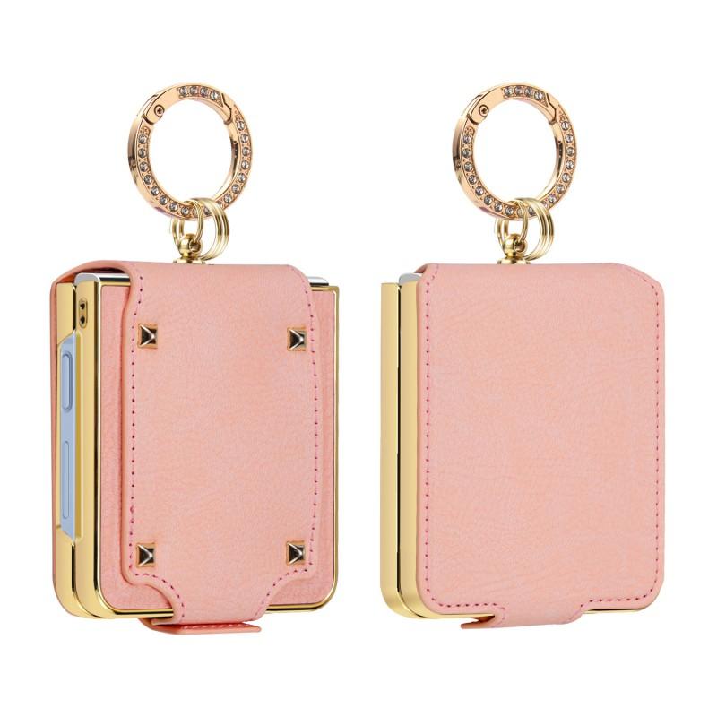 Phone Case Galaxy Z Flip 8 7 6 5 Electroplated Leather Cover With Ring Holder Full Body