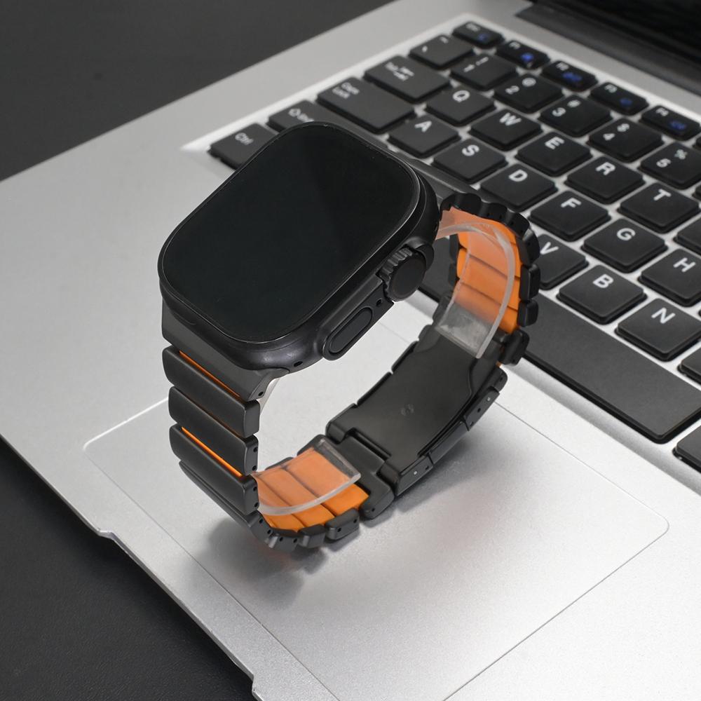 Титановый силиконовый ремешок для Apple Watch Ultra 3 2 49 мм Серии 11 10 46 мм Роскошный браслет для iwatch 9 8 7 6 5 SE 45 мм 44 мм Ремешок