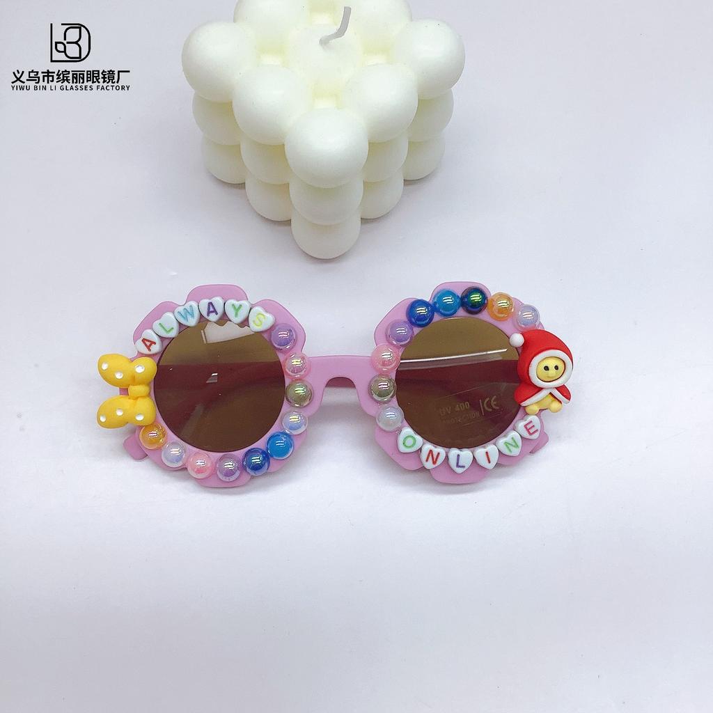 Travel Sunscreen And Uv Protection Diy Cute Baby Sunglasses Trendy Fashion Children'S Eye Protection Glasses