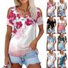 Женская летняя модная повседневная однотонная футболка с v-образным вырезом и коротким рукавом, топ