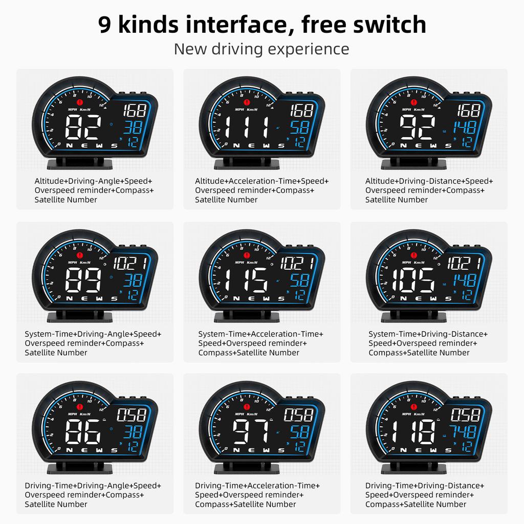 GPS HUD Head Up Display G16 Smart Digital Car System Speed Meter MPH KM/H Автоматический спидометр для всех электронных аксессуаров автомобиля